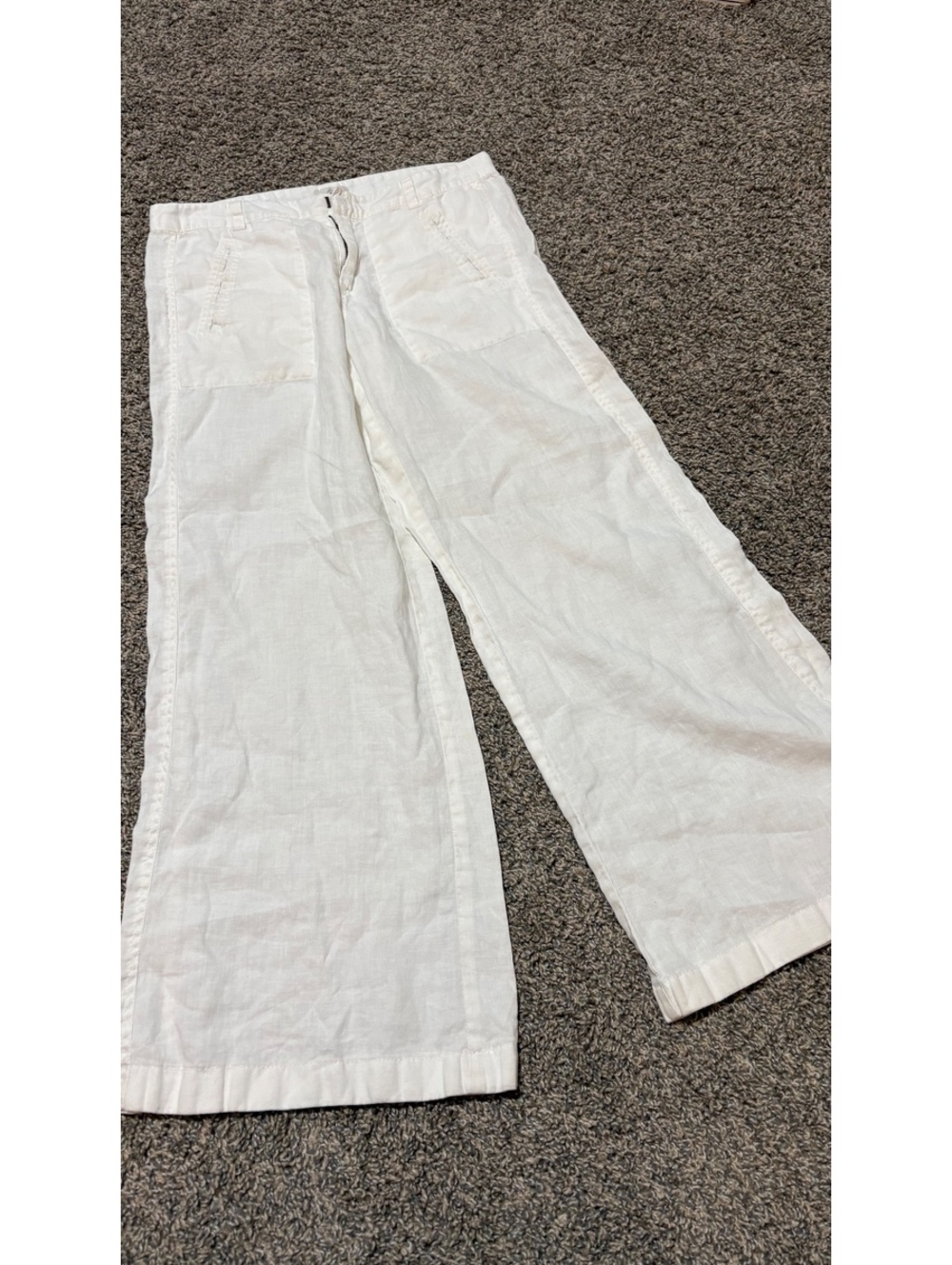 Joie White 100% Linen Wide Leg Cropped Pants Size 6 Flawless